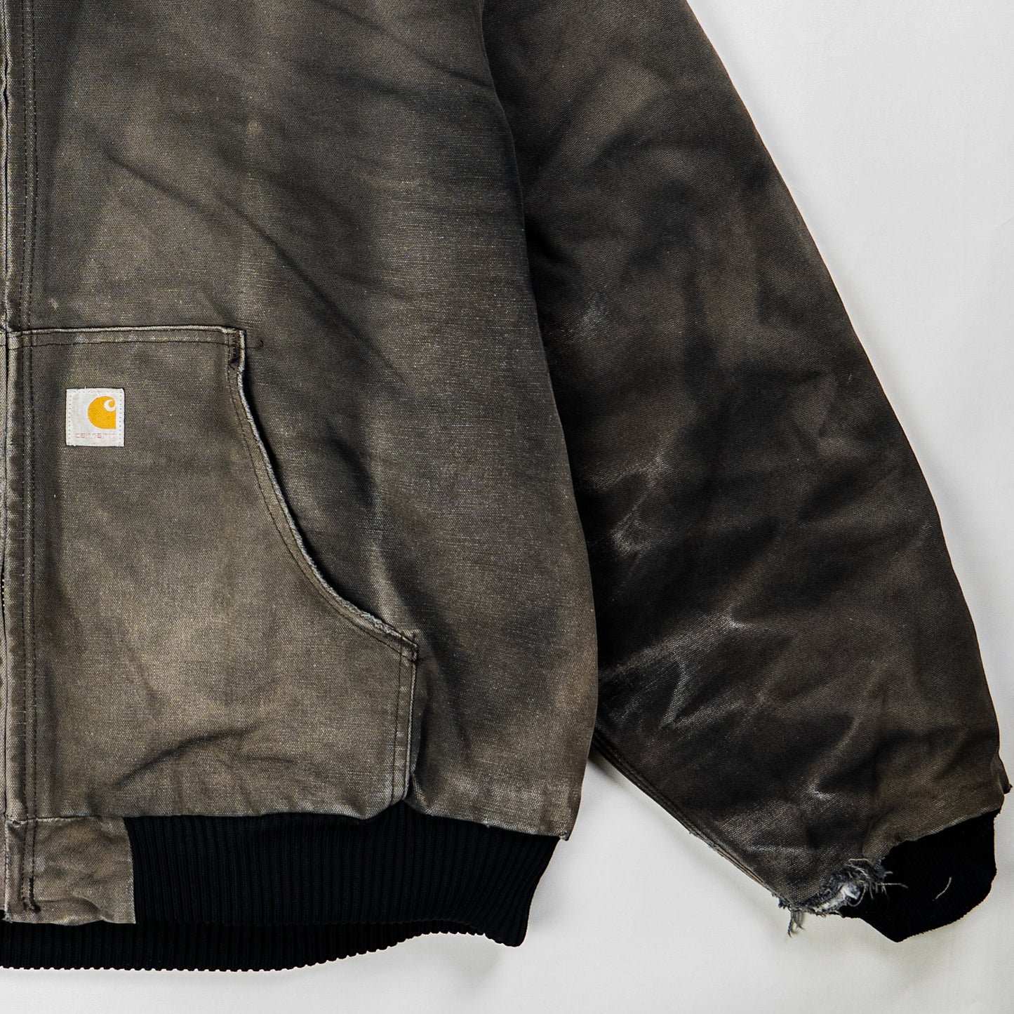Distressed Sun Faded Carhartt Hooded Jacket - Details