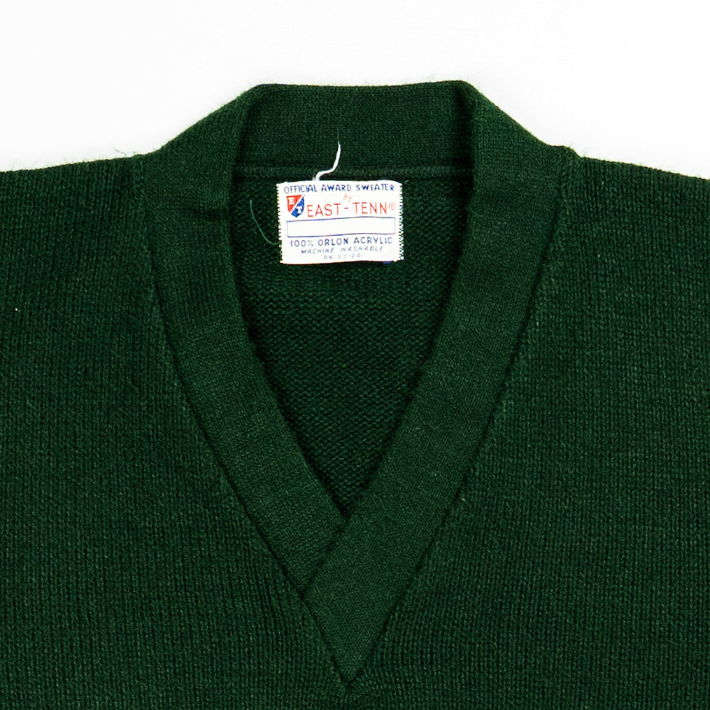 Green Knitted Collegiate V Neck Cardigan - Details