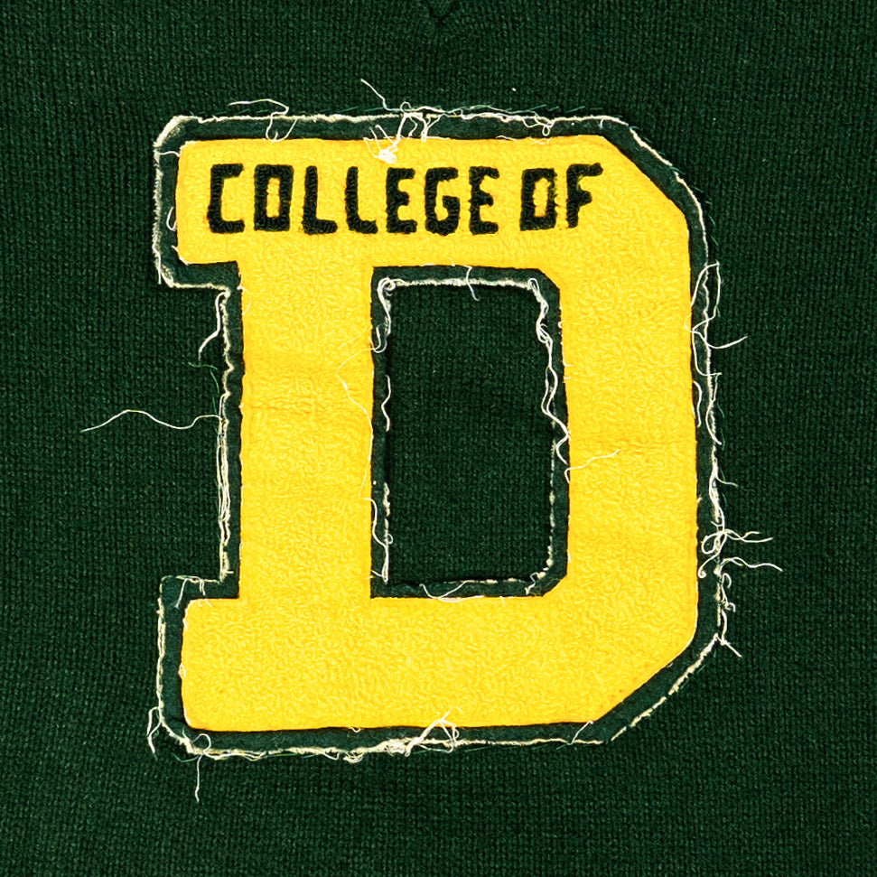 Green Knitted Collegiate V Neck Cardigan - Details