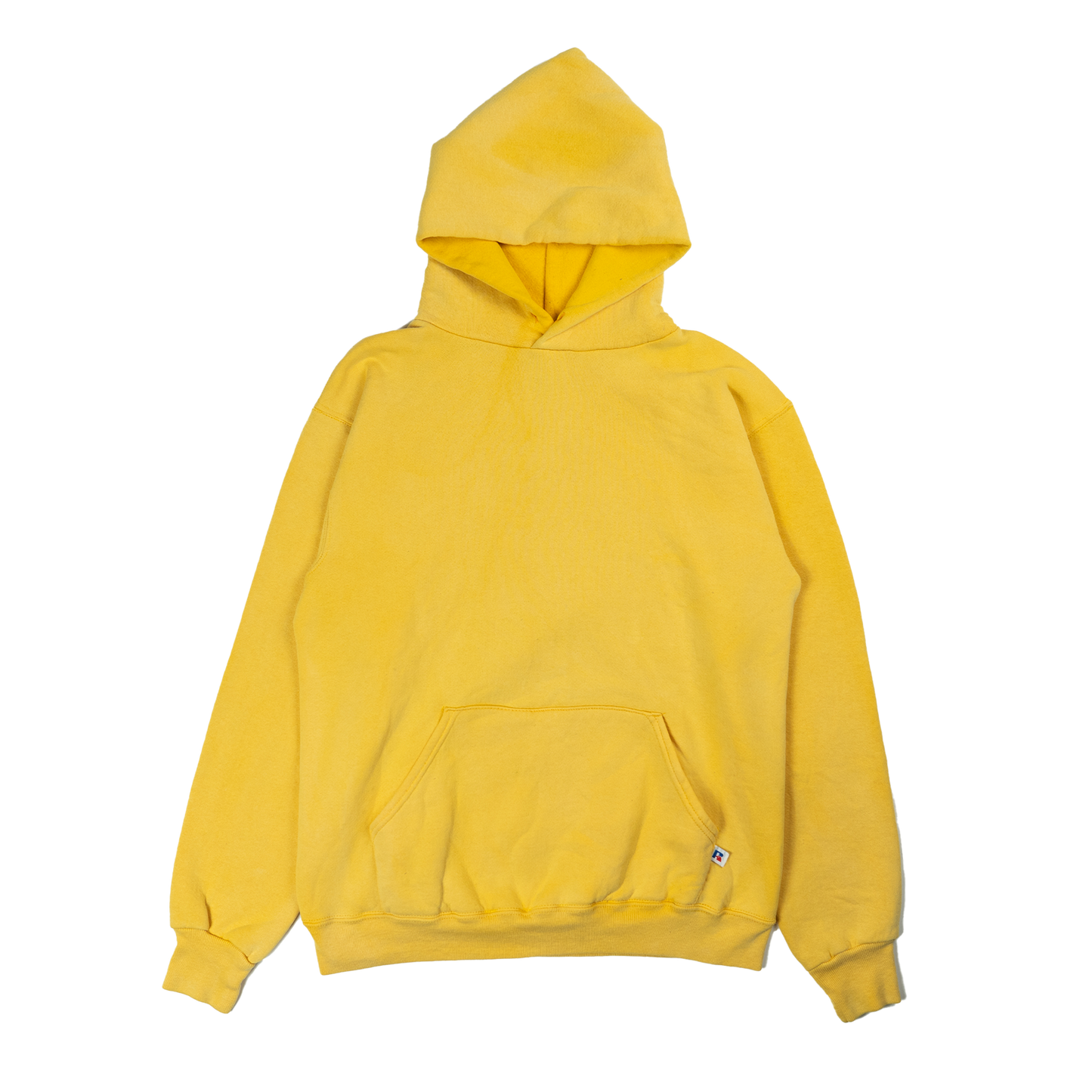 Sun Faded Yellow Blank Russel Hooded Sweatshirt - Front