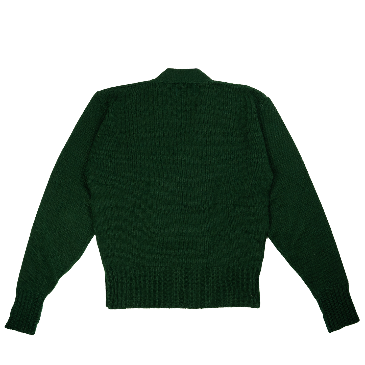 Green Knitted Collegiate V Neck Cardigan - Back