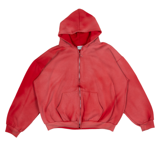 Red Speedy Sun Faded Boxy Hoodie - 90s