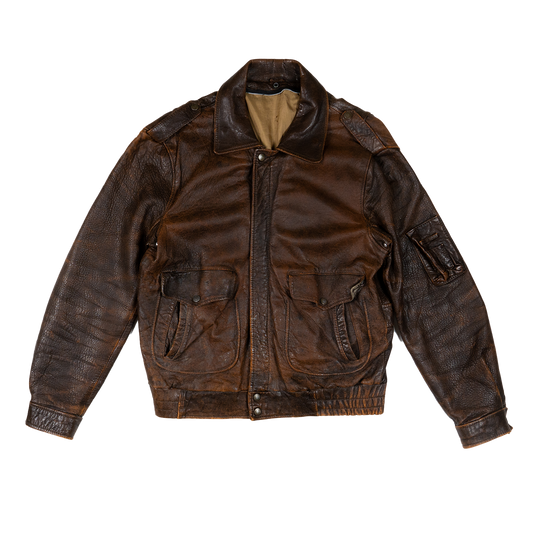 Brown Leather Cargo Jacket - 90s