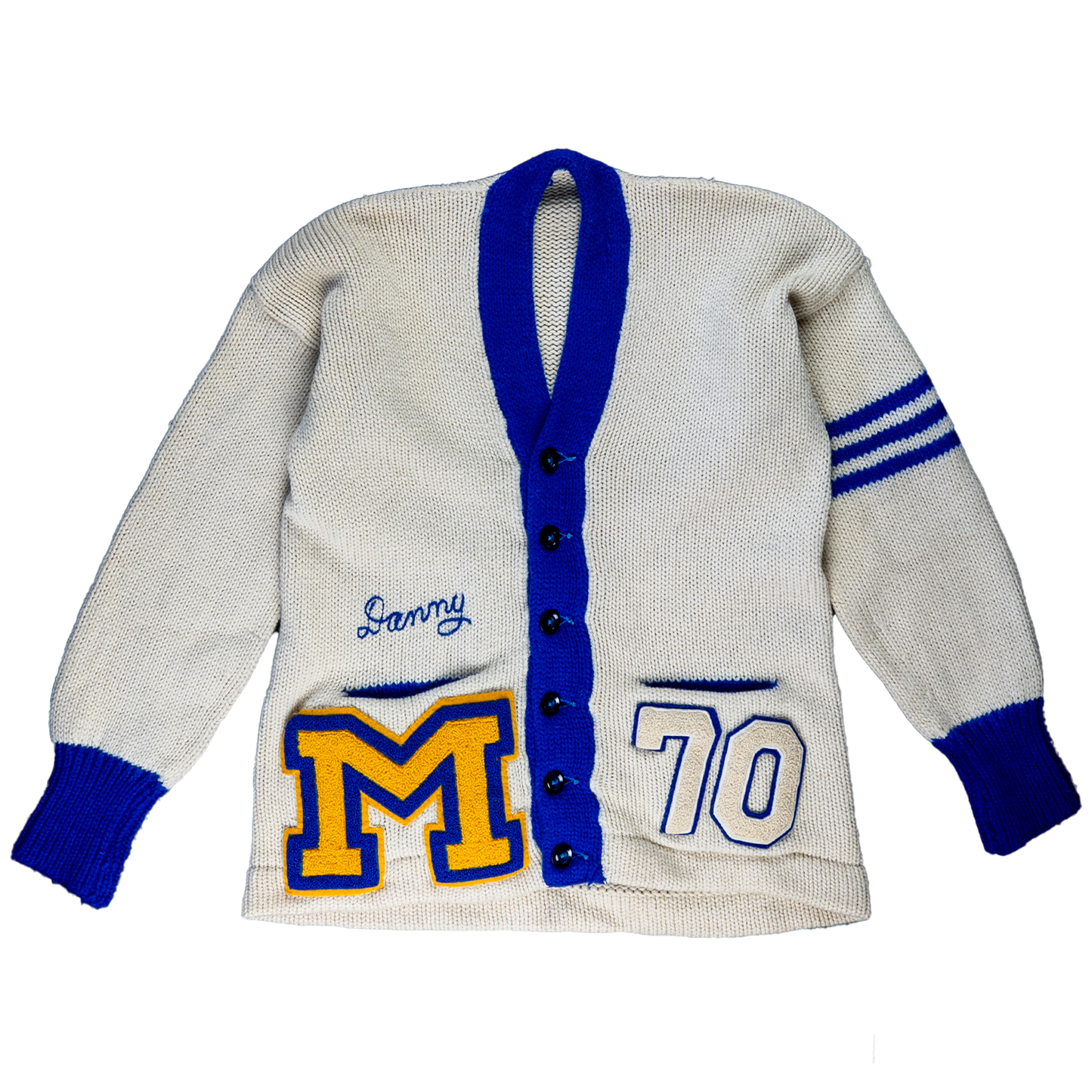 Varsity Letterman Cardigan Sweater - 70s