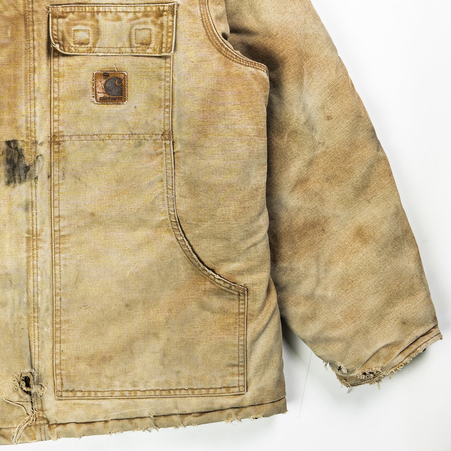 Distressed Sun Faded Carhartt Arctic Jacket - Details