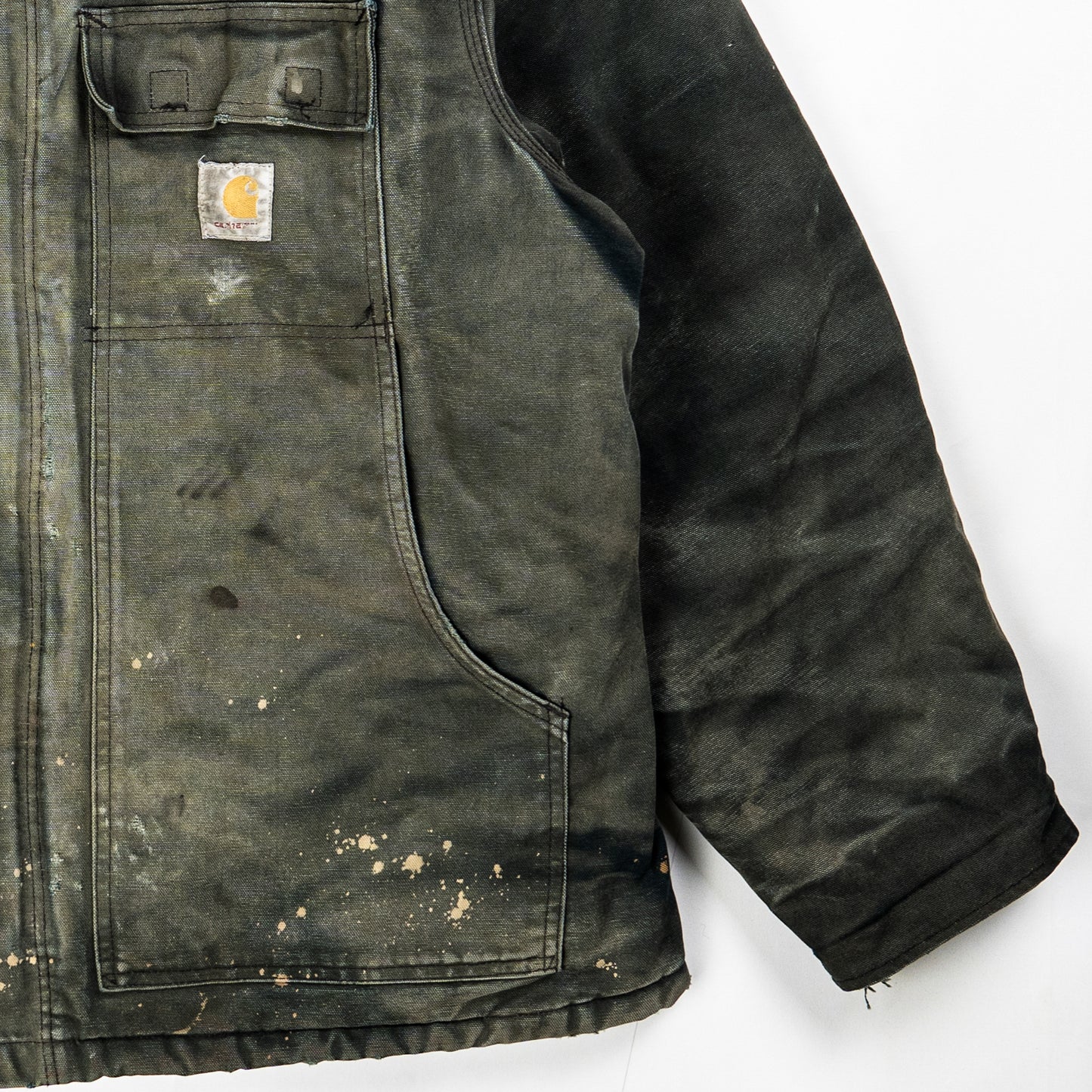 Distressed Sun faded Carhartt Black Arctic Jacket - Details