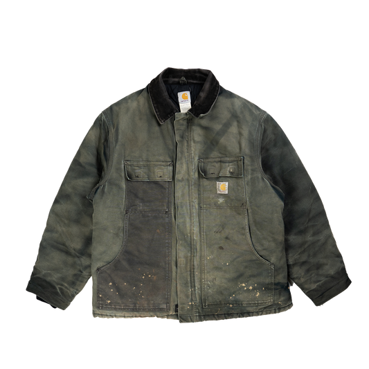 Distressed Sun faded Carhartt Black Arctic Jacket - Front 