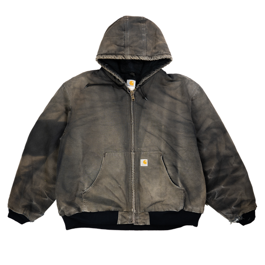 Distressed Sun Faded Carhartt Hooded Jacket - Front 