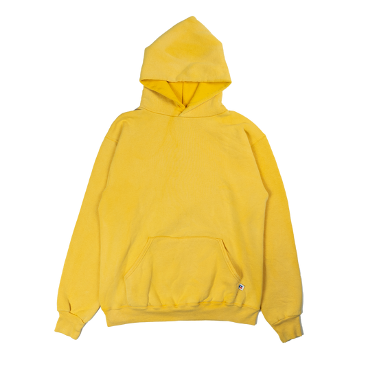 Sun Faded Yellow Blank Russel Hooded Sweatshirt - Front