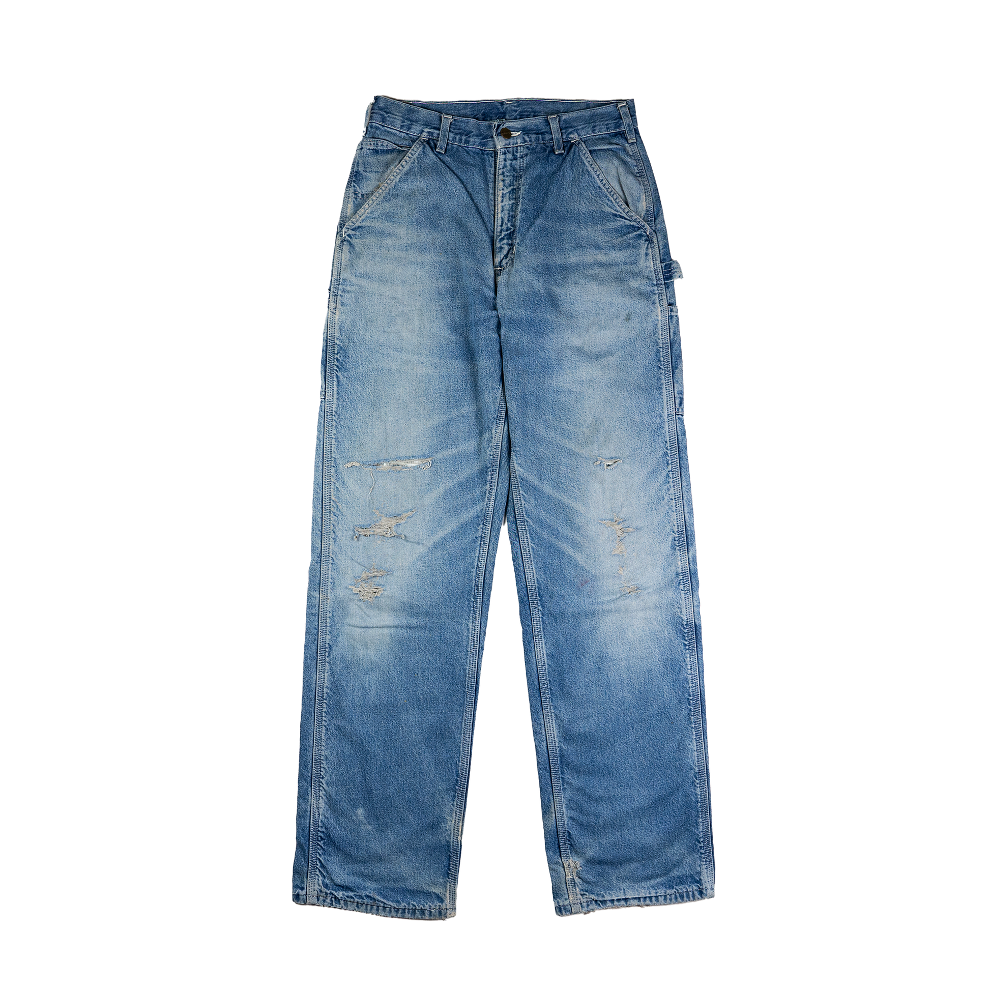 Carhartt Distressed Blue Carpenter Jeans - Front