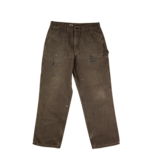  Carhartt Paint Splatter Brown Work Pants - Front