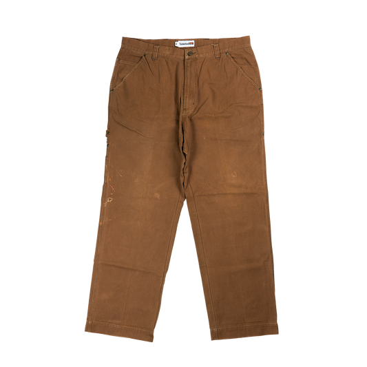 Timberland Brown Distressed Work Pants - Front